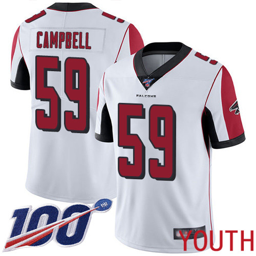 Atlanta Falcons Limited White Youth De Vondre Campbell Road Jersey NFL Football #59 100th Season Vapor Untouchable